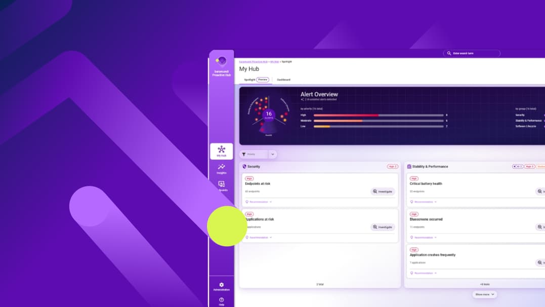 baramundi Proactive Hub: Dashboard für Unified Endpoint Management mit Sicherheits- und Leistungsübersicht