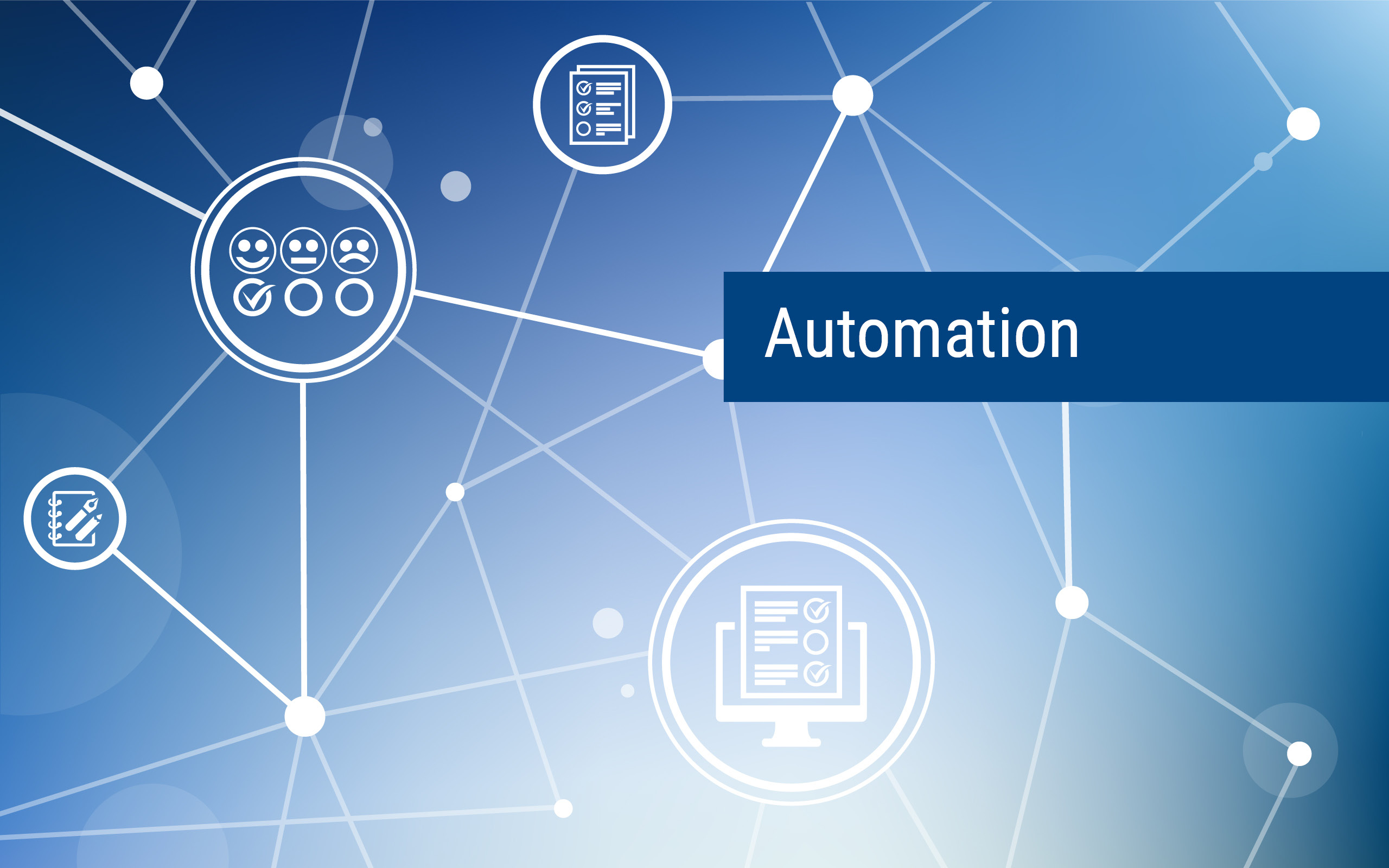 Schriftzug Automation mit vernetzten Symbolen