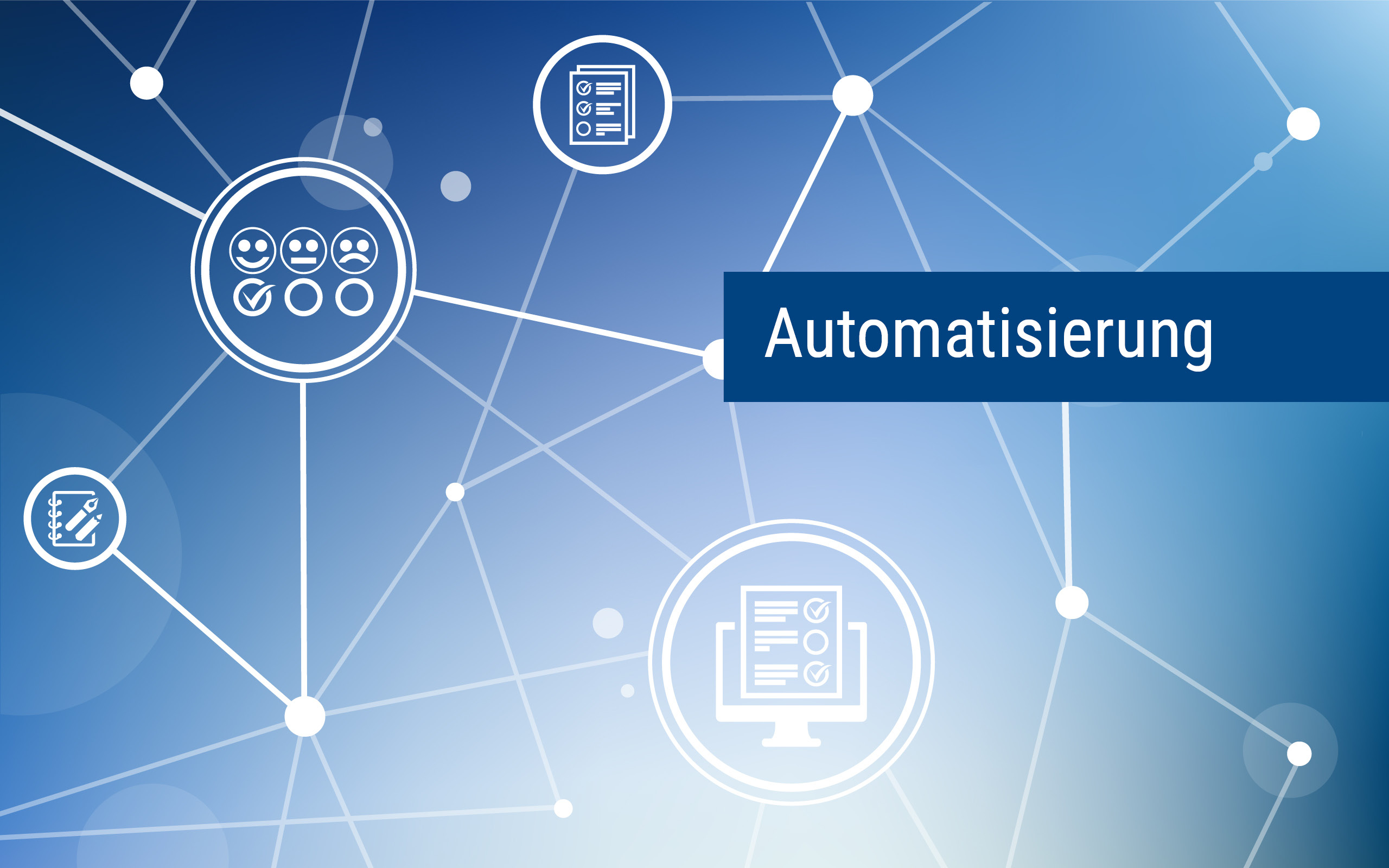 Schriftzug Automatisierung mit vernetzten Symbolen