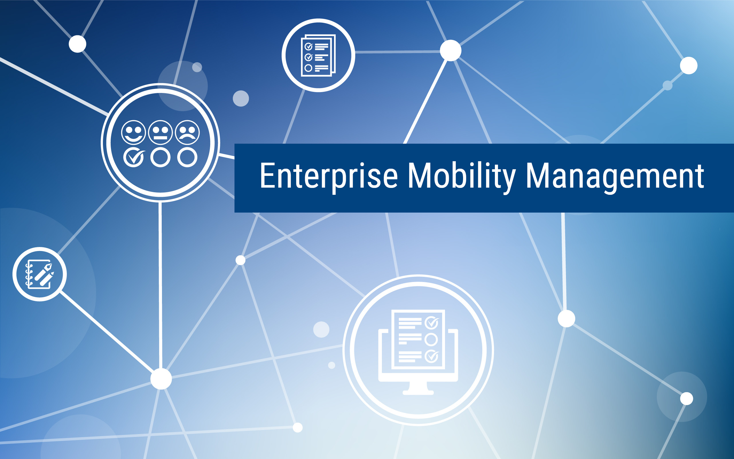 Schriftzug Enterprise Mobility Management mit vernetzten Symbolen