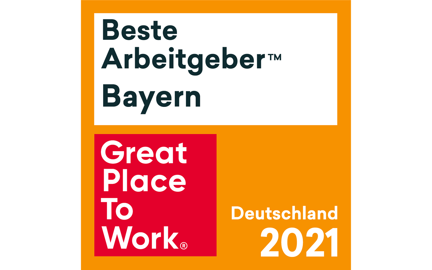 Beste Arbeitgeber Bayern 2021 "Great Place to Work" Auszeichnung